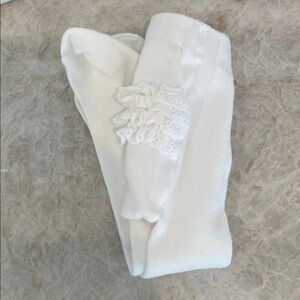 Janie and Jack White Lace Trim Tights